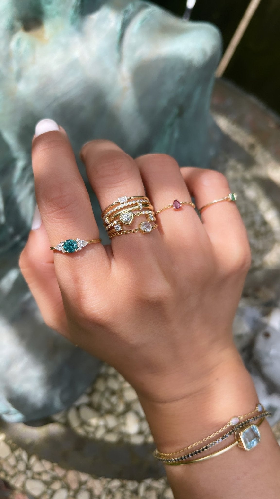 Diamond Heart Petite Circle Ring