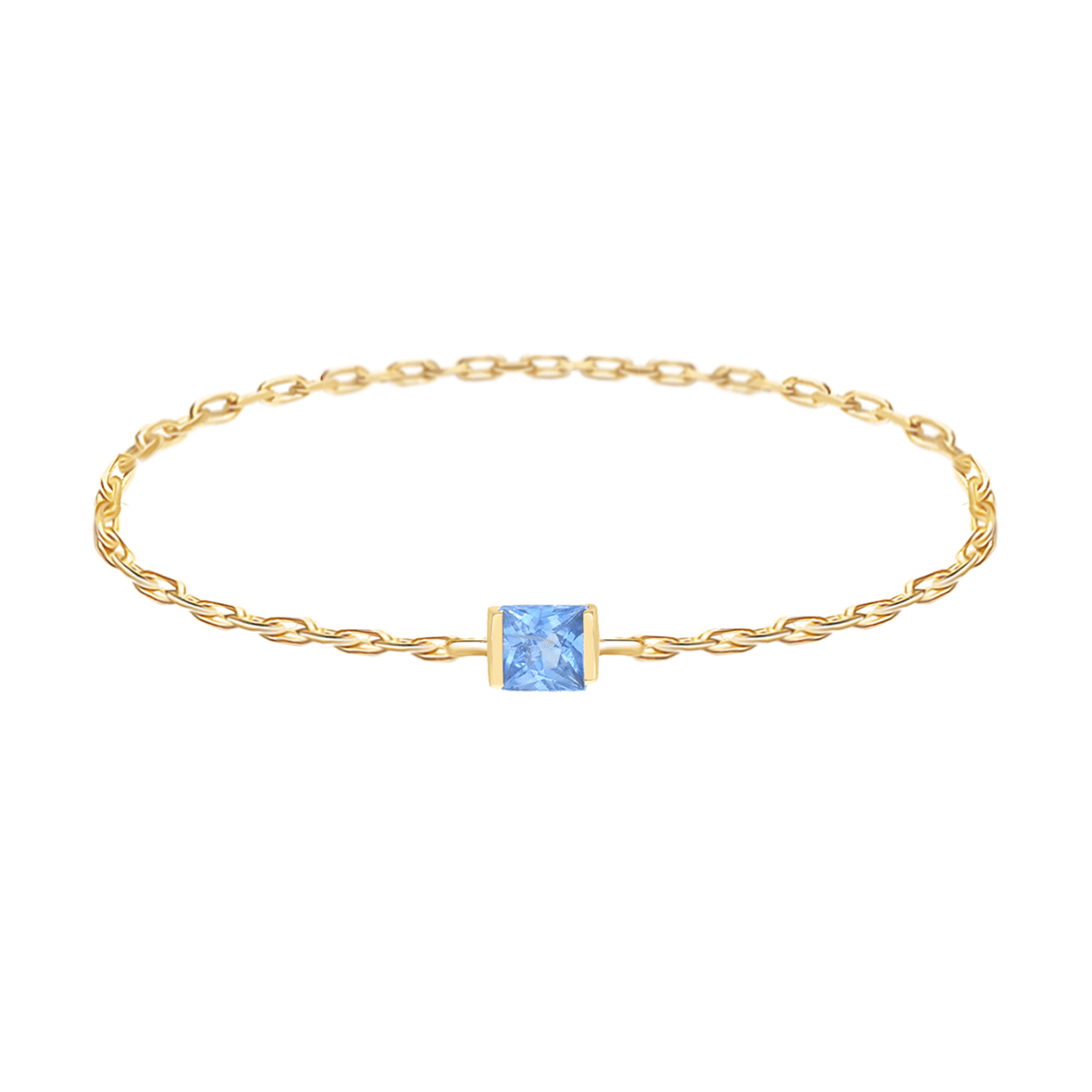 Baby Blue Sapphire Chain Ring 14k gold Stackable ring
