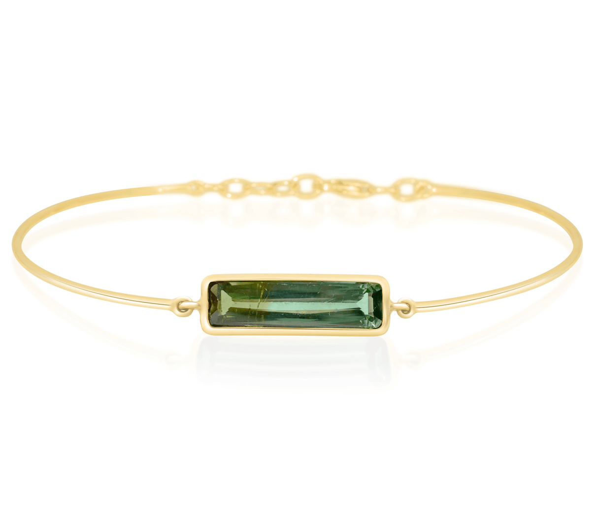 Bi-color watermelon tourmaline bangle 18k gold Stackable design
