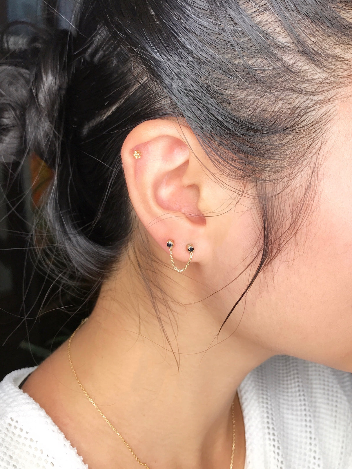 Black Diamond Linked Chain Earring