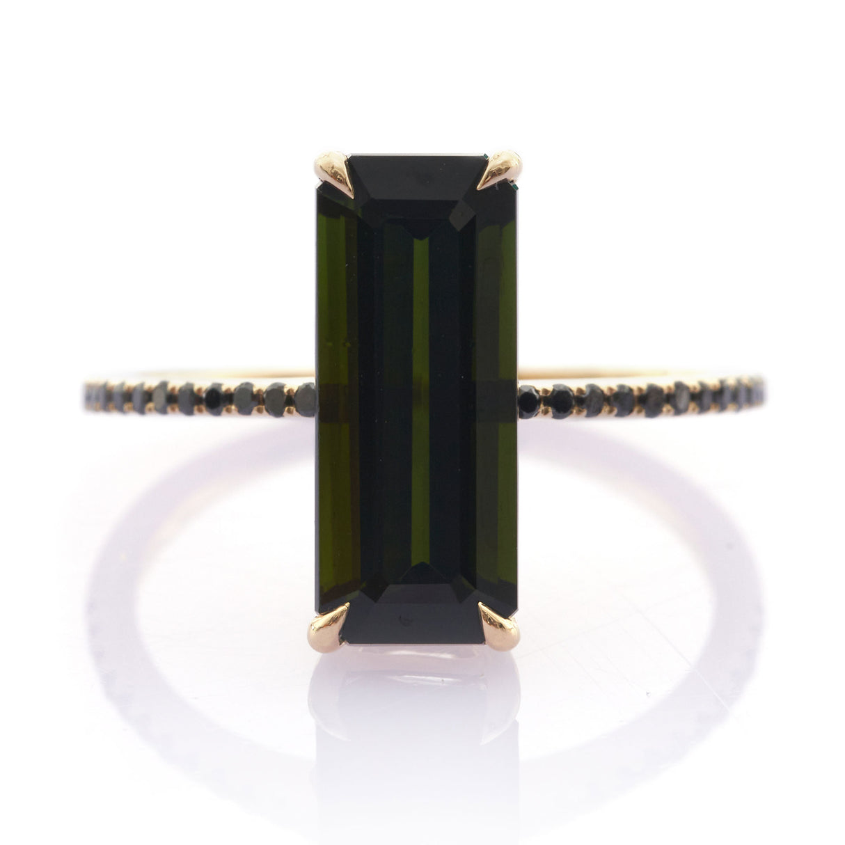 Black Tourmaline Diamond Protection Bar Ring
