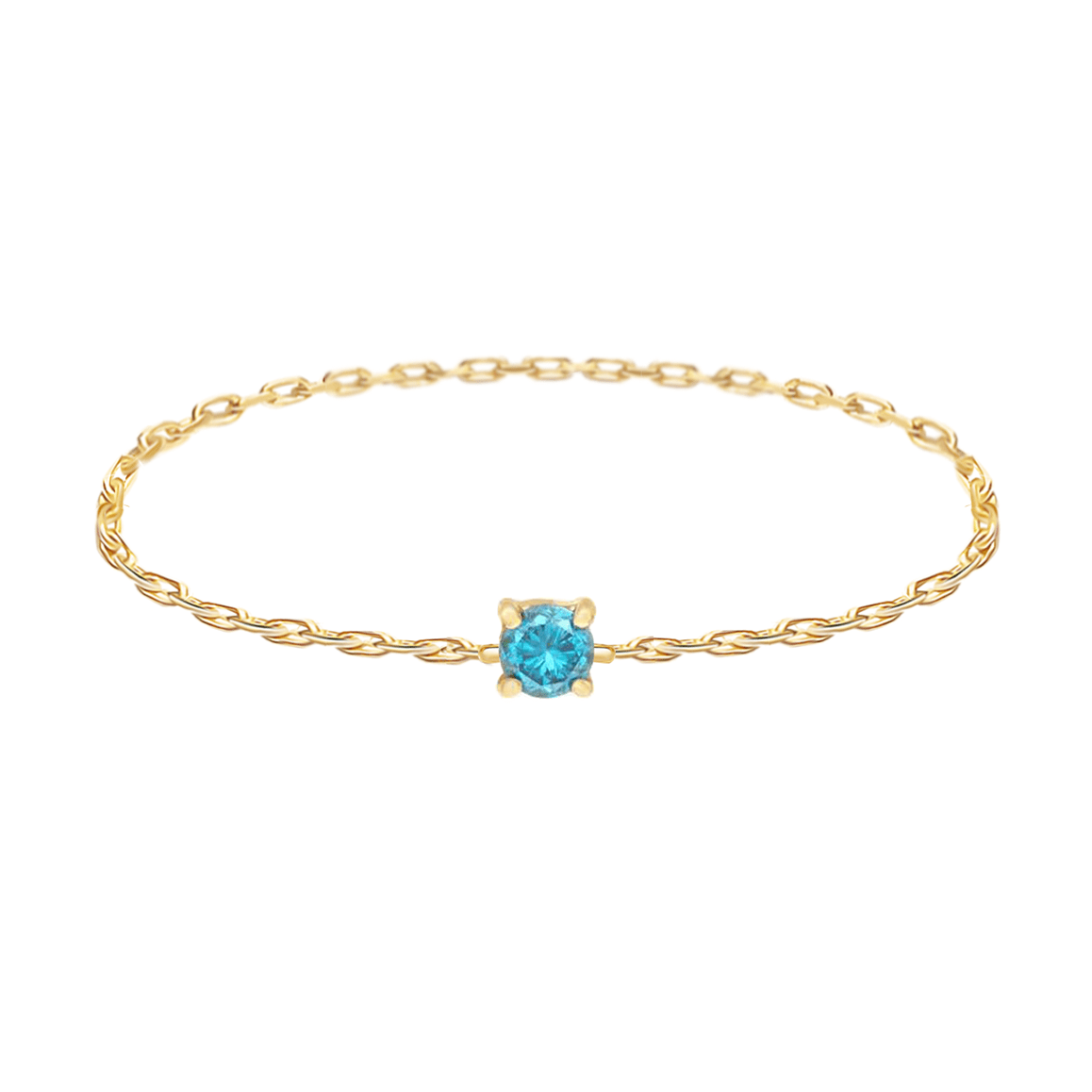 Blue Diamond Chain Ring 14k gold Stackable ring