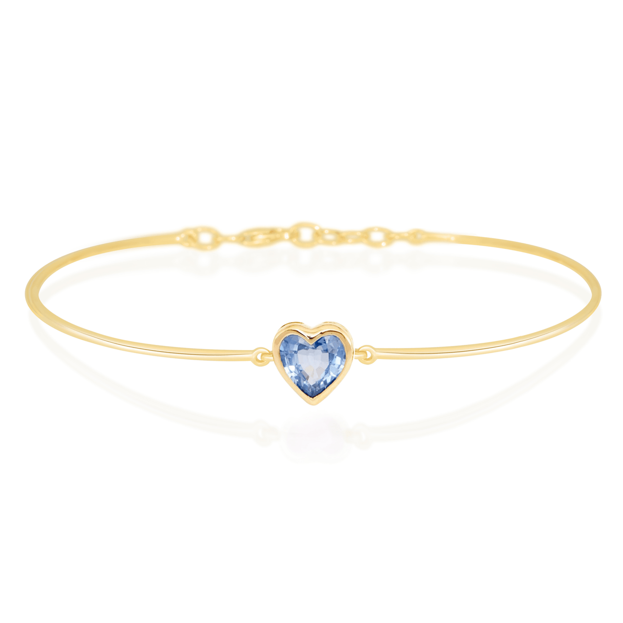 Blue Sapphire Heart Bangle 18k gold Stackable design