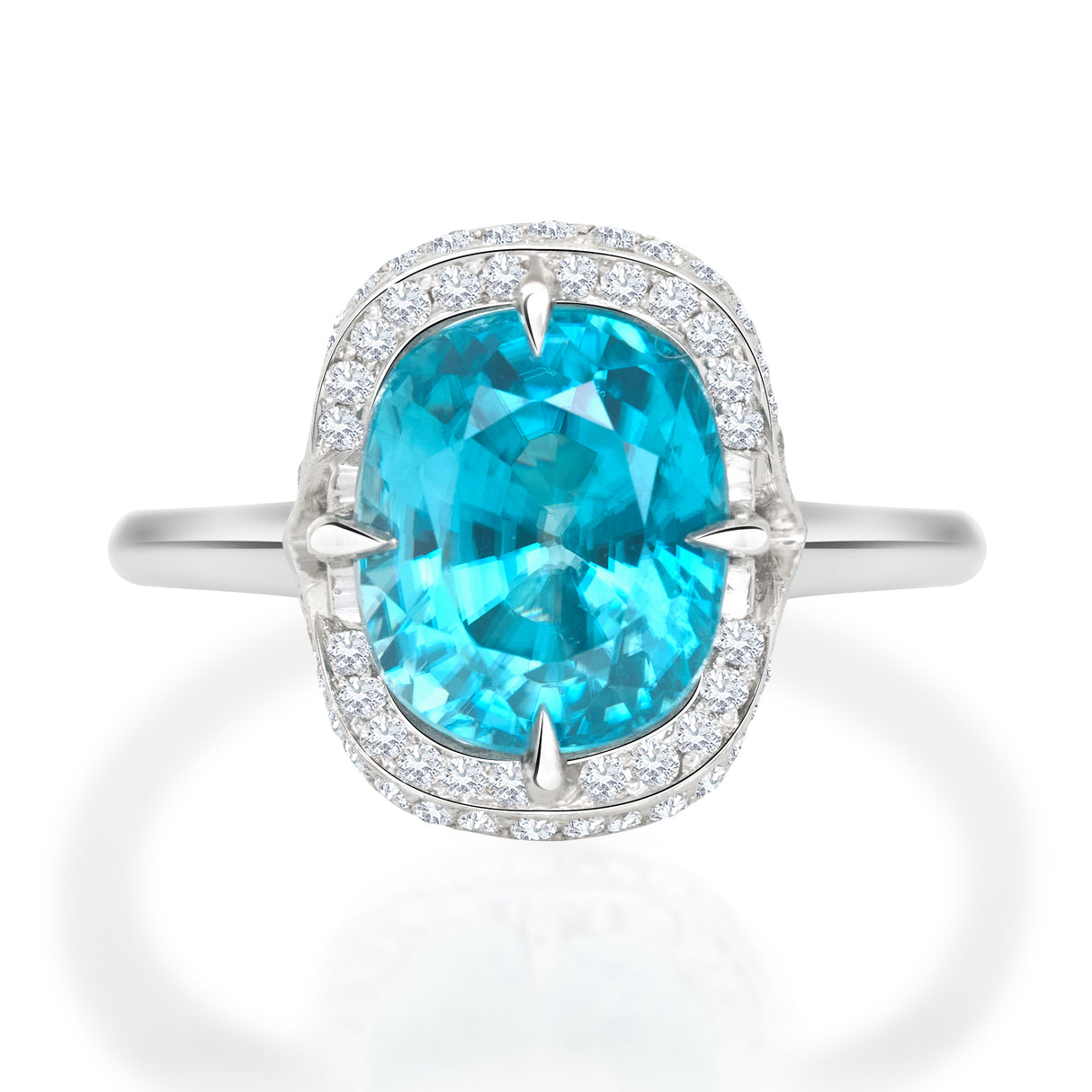 Blue Zircon & Diamond Aurora Ring PT900 engagement ring