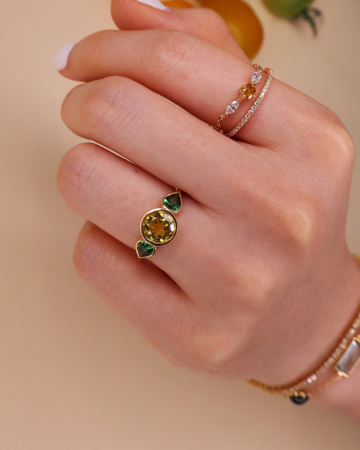 Canary_Tourmaline_Tsavorite_Ring_18K_gold_engagement_ring_on_model_4