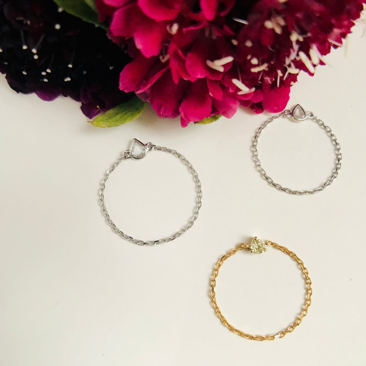 Canary Yellow Diamond Chain Ring 14k gold Stackable ring