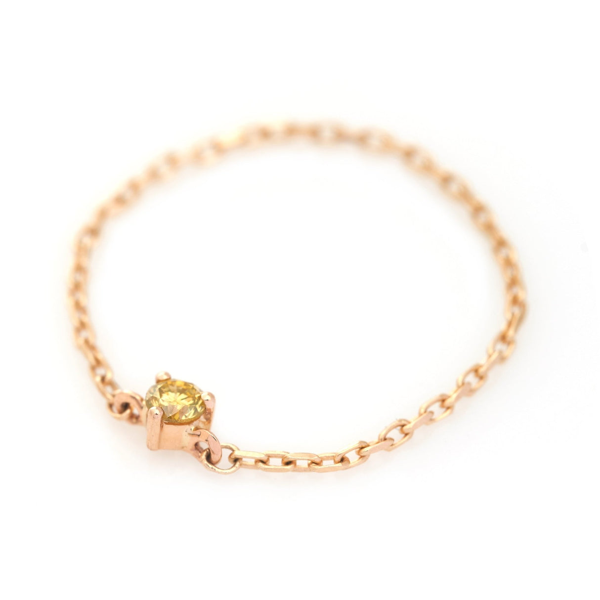 Canary Yellow Diamond Chain Ring 14k gold Stackable ring side view