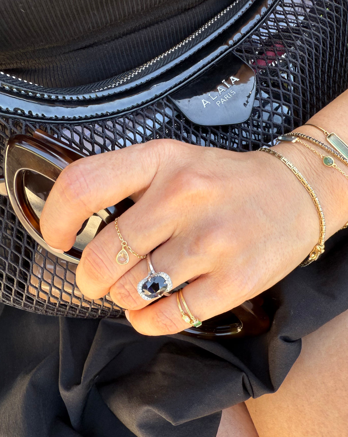 Ceylon Color Change Sapphire Aurora Ring platinum engagement ring on model