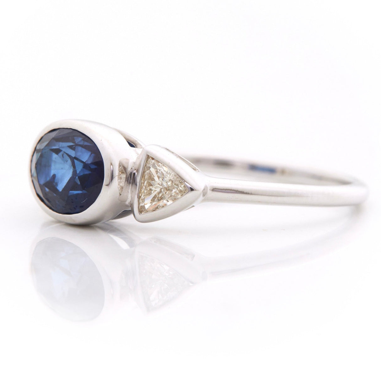 Ceylon Sapphire & Diamond Ever After Ring 18k gold engagement ring side view