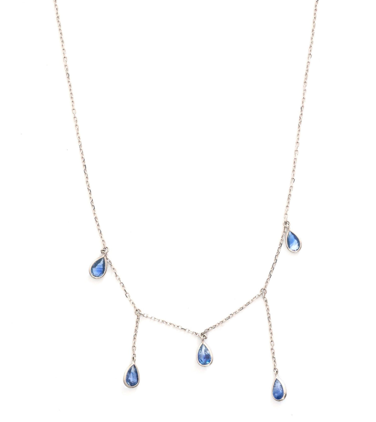 Ceylon Sapphire Raindrops Necklace 18k handmade fine jewelry