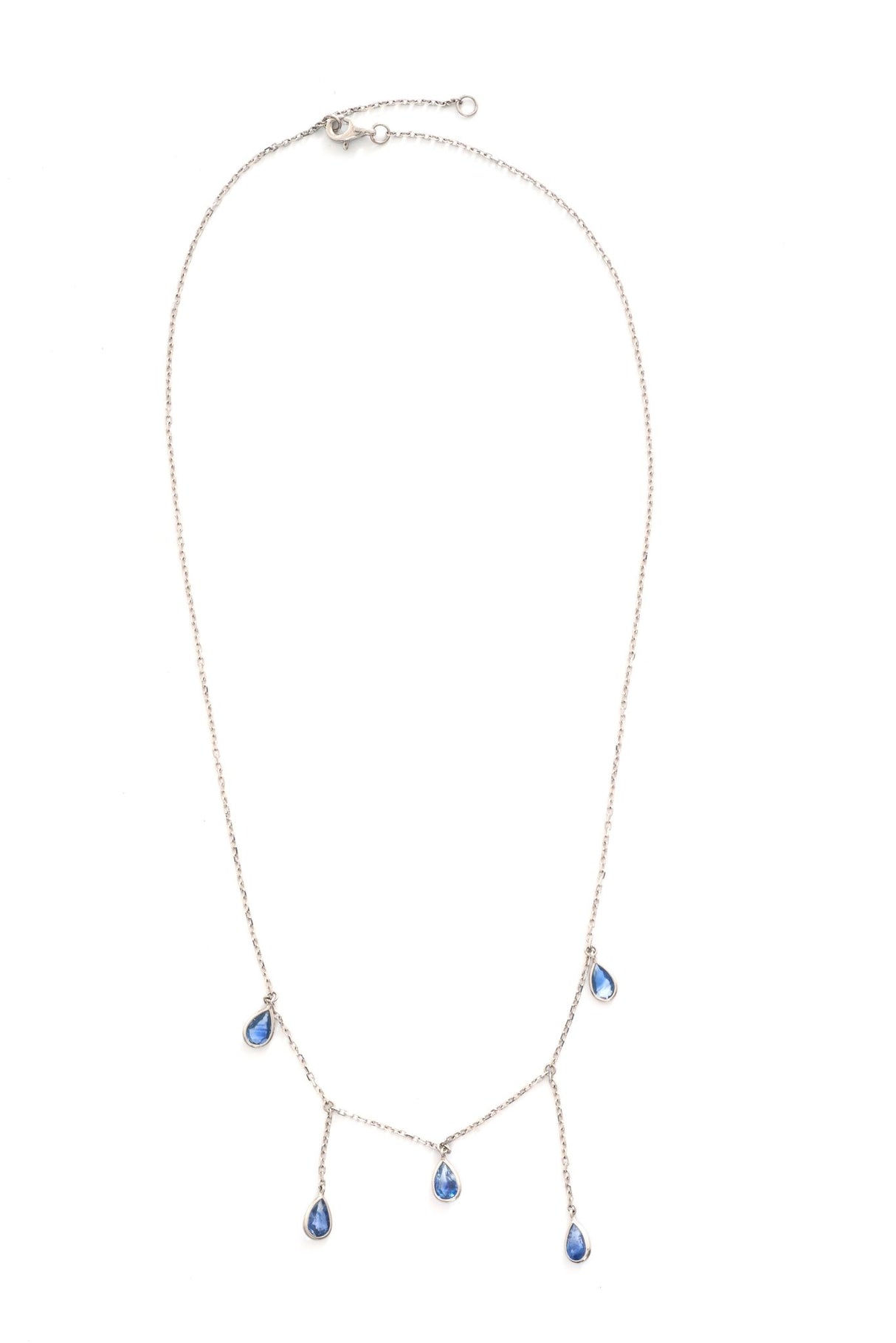 Ceylon Sapphire Raindrops Necklace 18k handmade fine jewelry 2