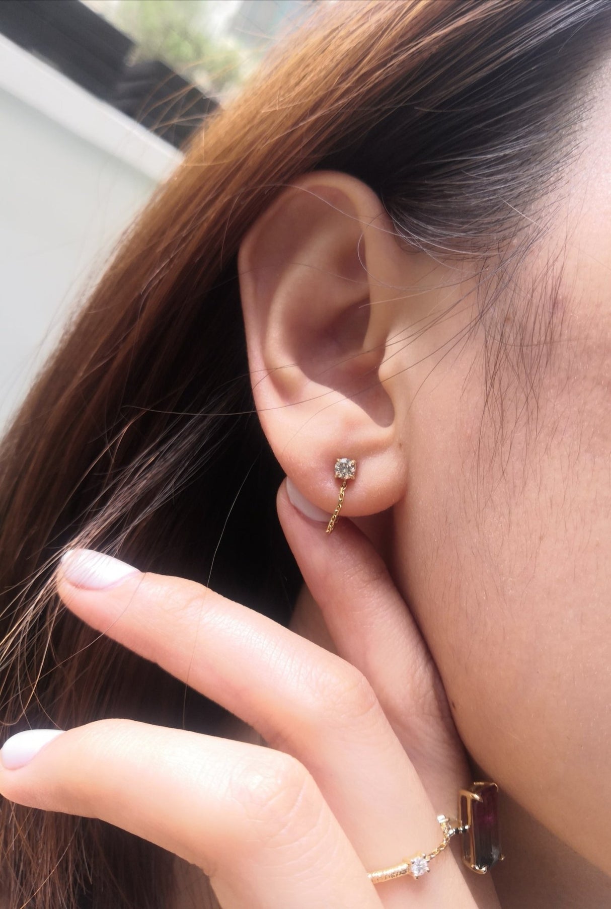 Champagne Diamond Chain Earring