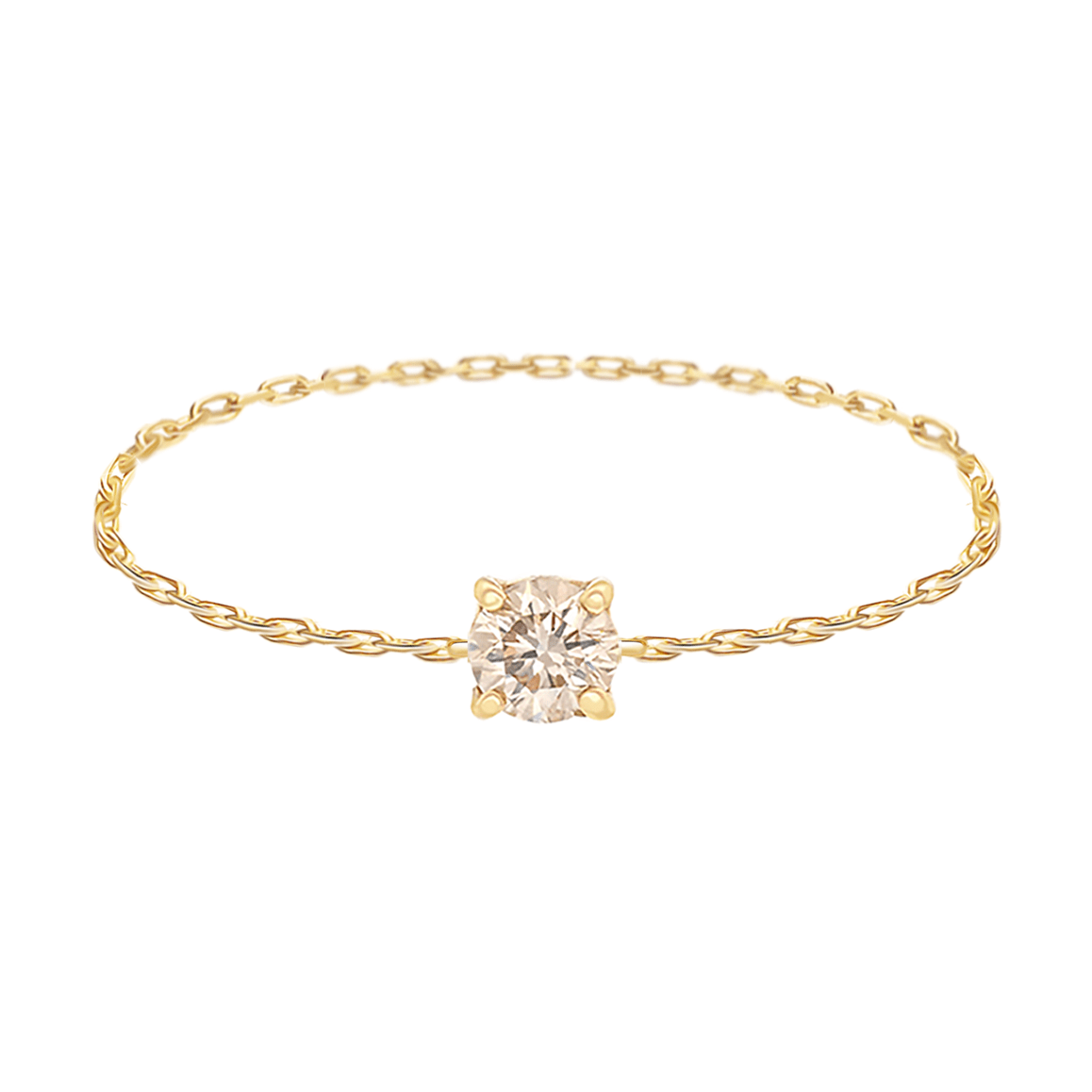 Champagne Diamond Dot Chain Ring 18k gold Stackable ring
