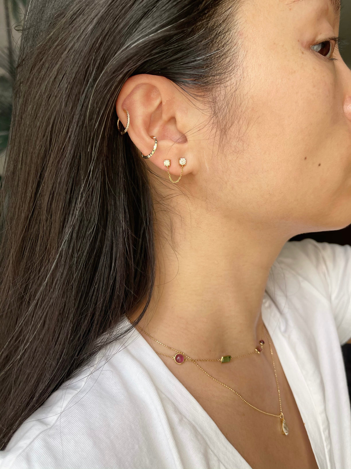 Champagne Diamond Linked Earring