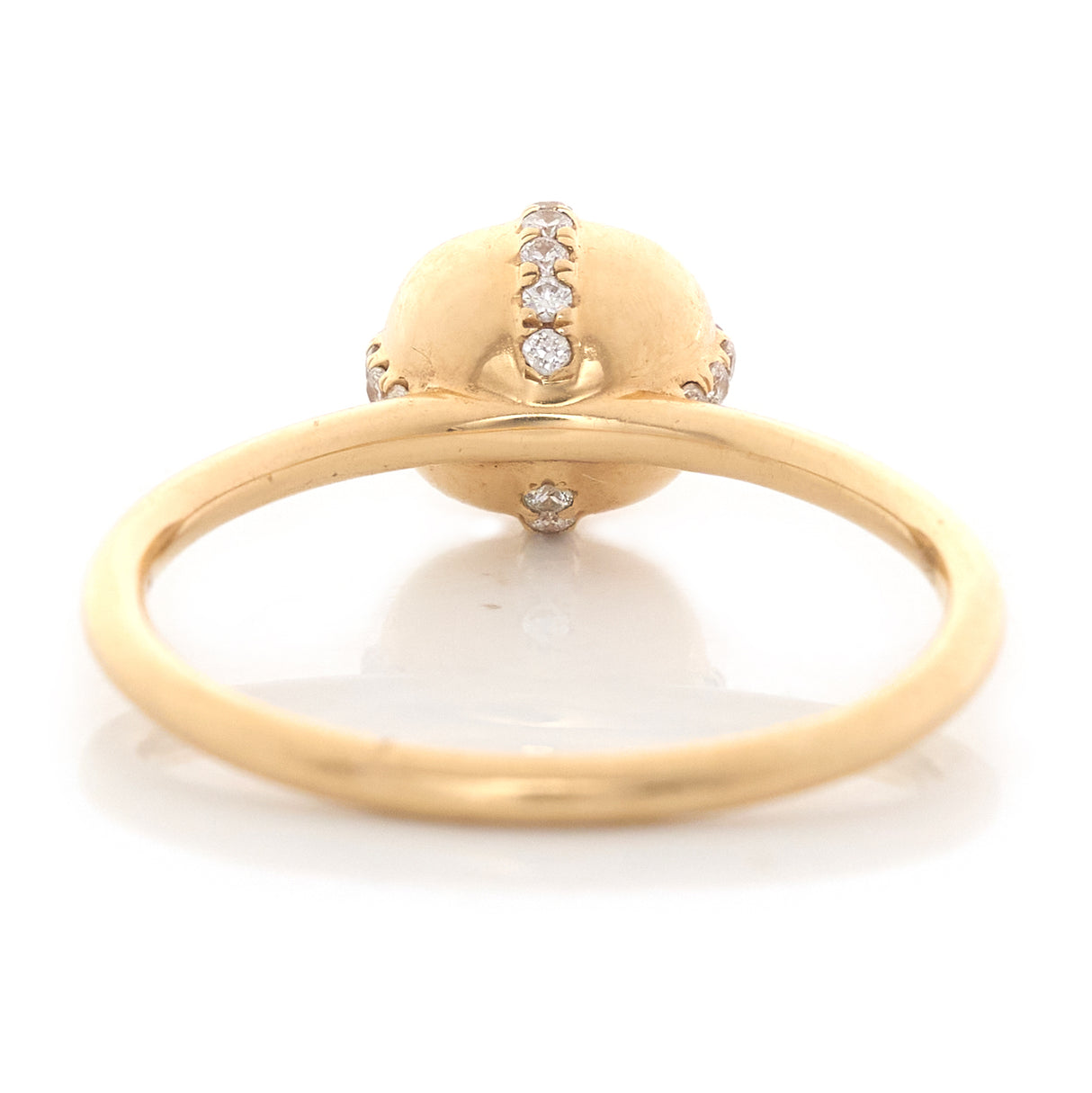 Cushion Champagne Diamond Compass Ring 18k gold engagement ring back view