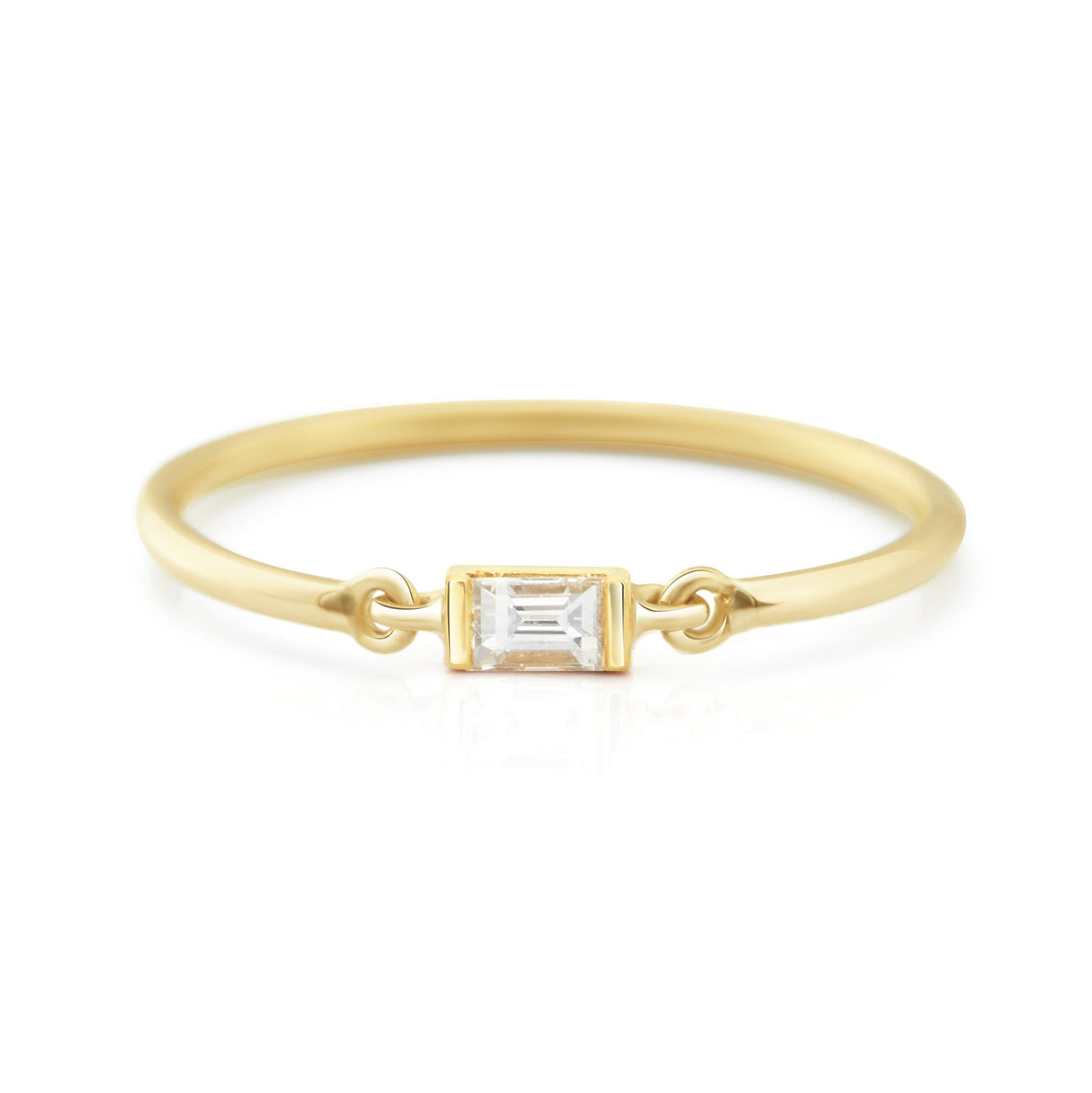 Diamond Baguette Petite Circle Ring 14k gold Stackable ring