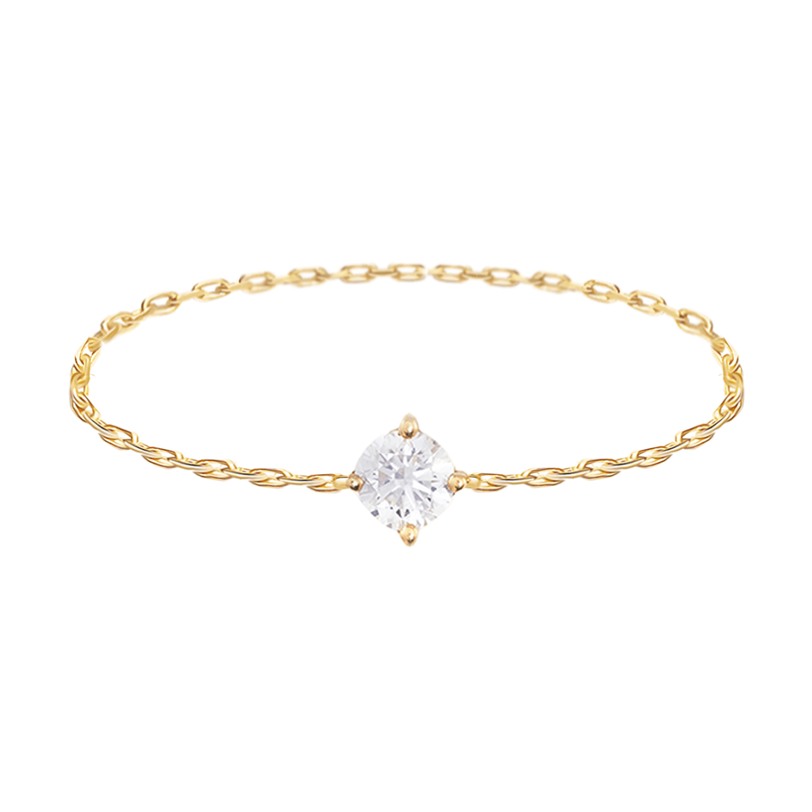 Diamond Dot Chain Ring 18k gold Stackable ring