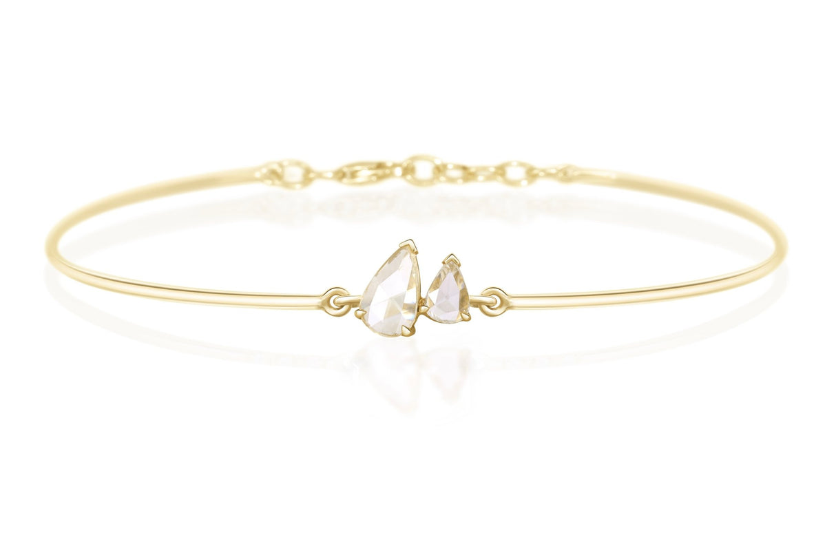 Diamond Double Pear Rose Cut Bangle 18k gold Stackable design