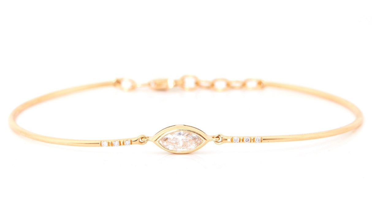 Diamond Marquise Bangle 18k gold stackable design