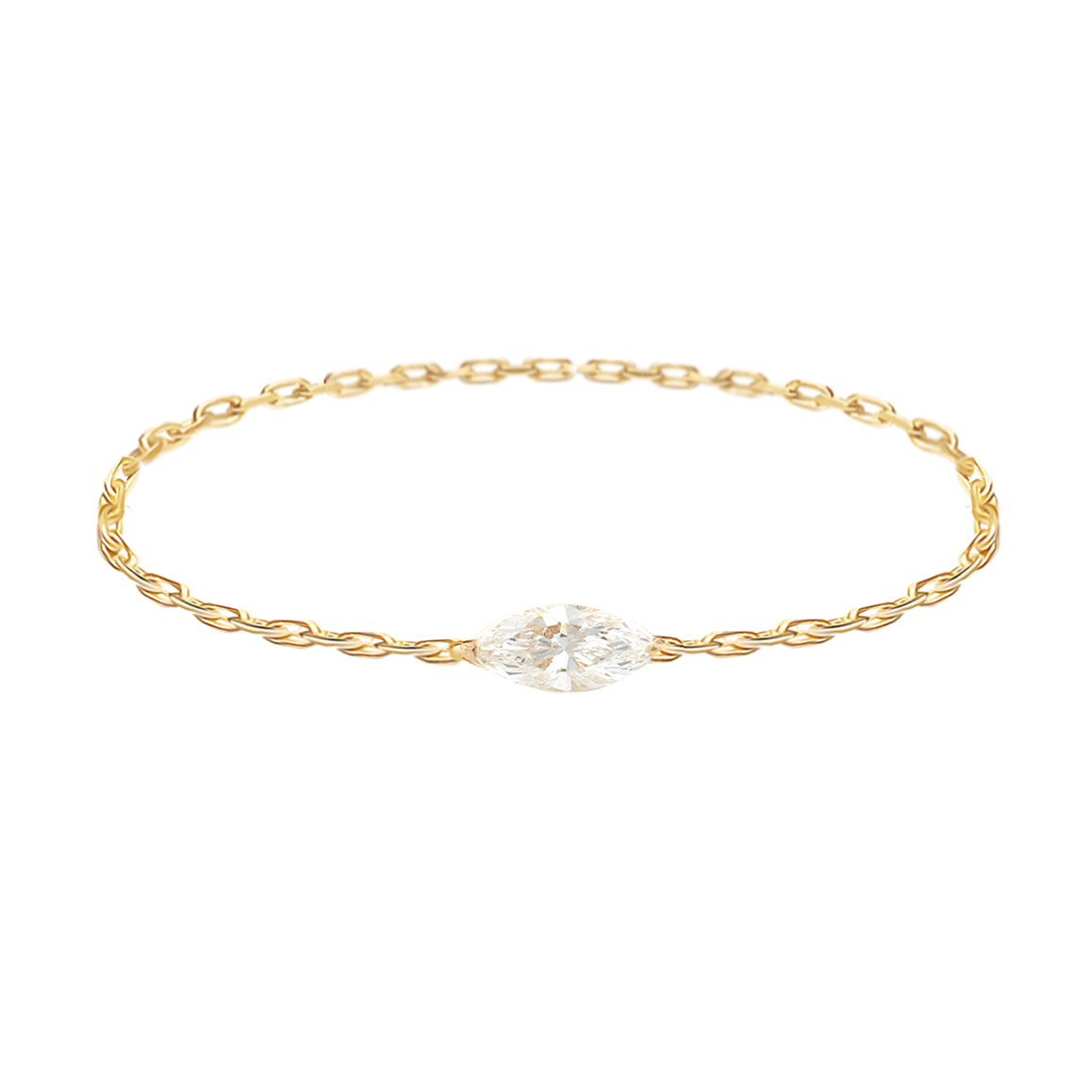 Diamond Marquise Chain Ring 14k gold Stackable ring