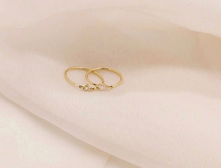 Diamond Marquise Petite Circle Ring 14k gold stackable ring 2