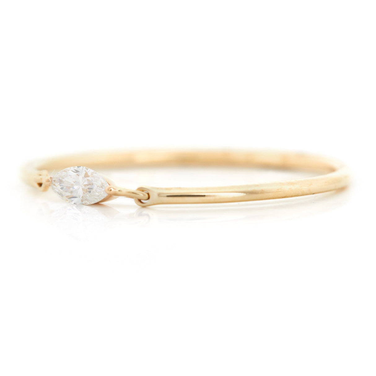 Diamond Marquise Petite Circle Ring 14k gold stackable ring side view