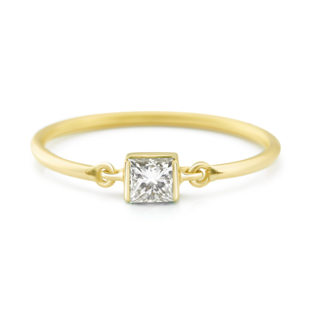 Diamond Princess Cut Petite Circle Ring 14k gold stackable ring