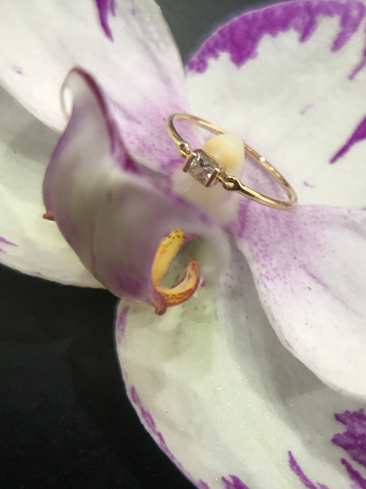 Diamond Princess Cut Petite Circle Ring 14k gold stackable ring 2