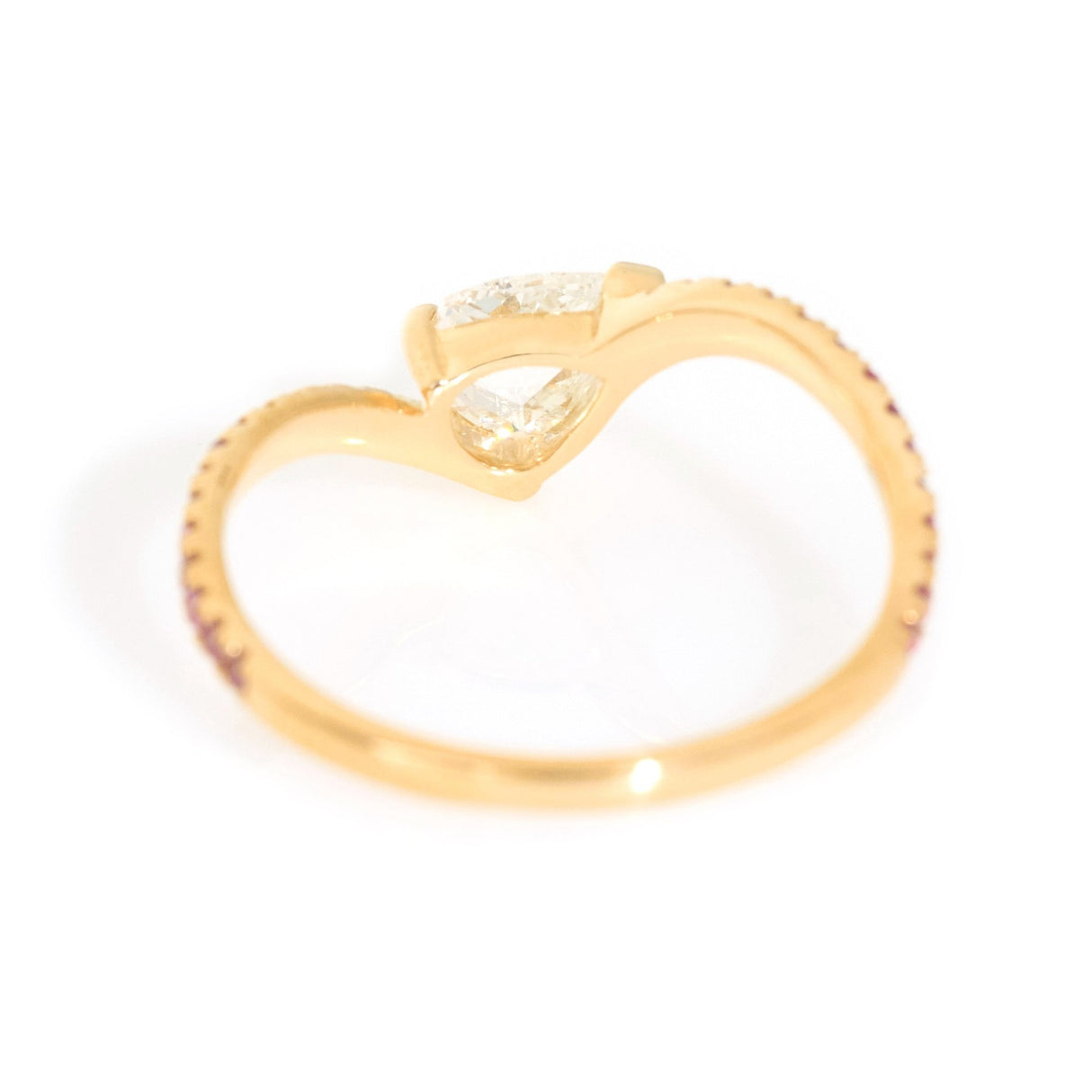 Diamond & Ruby Curvature Ring 18k gold engagement ring back view