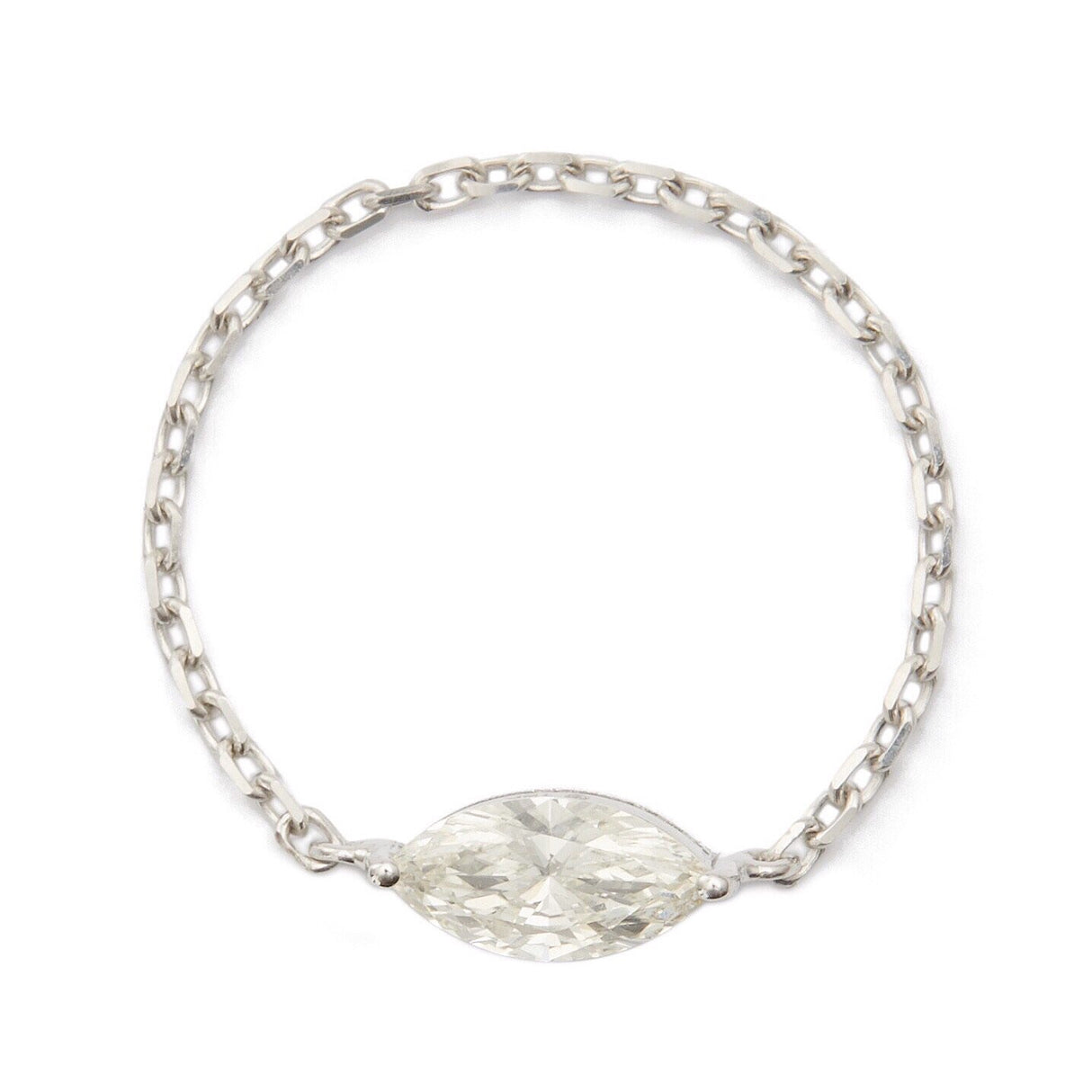 Diamond Supreme Marquise Chain Ring 18k white gold Stackable ring