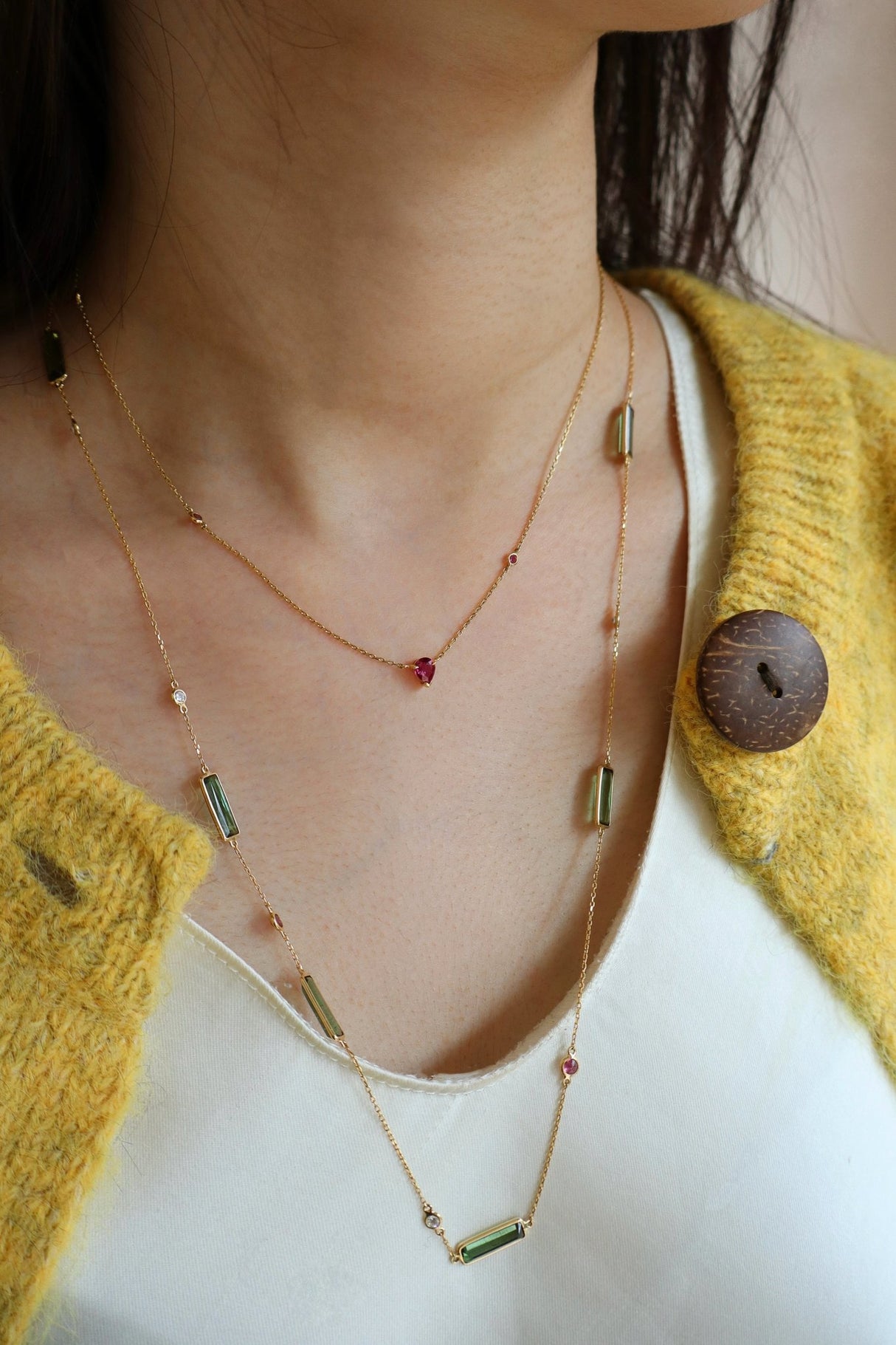 Tourmaline Ruby & Diamond Candy Necklace