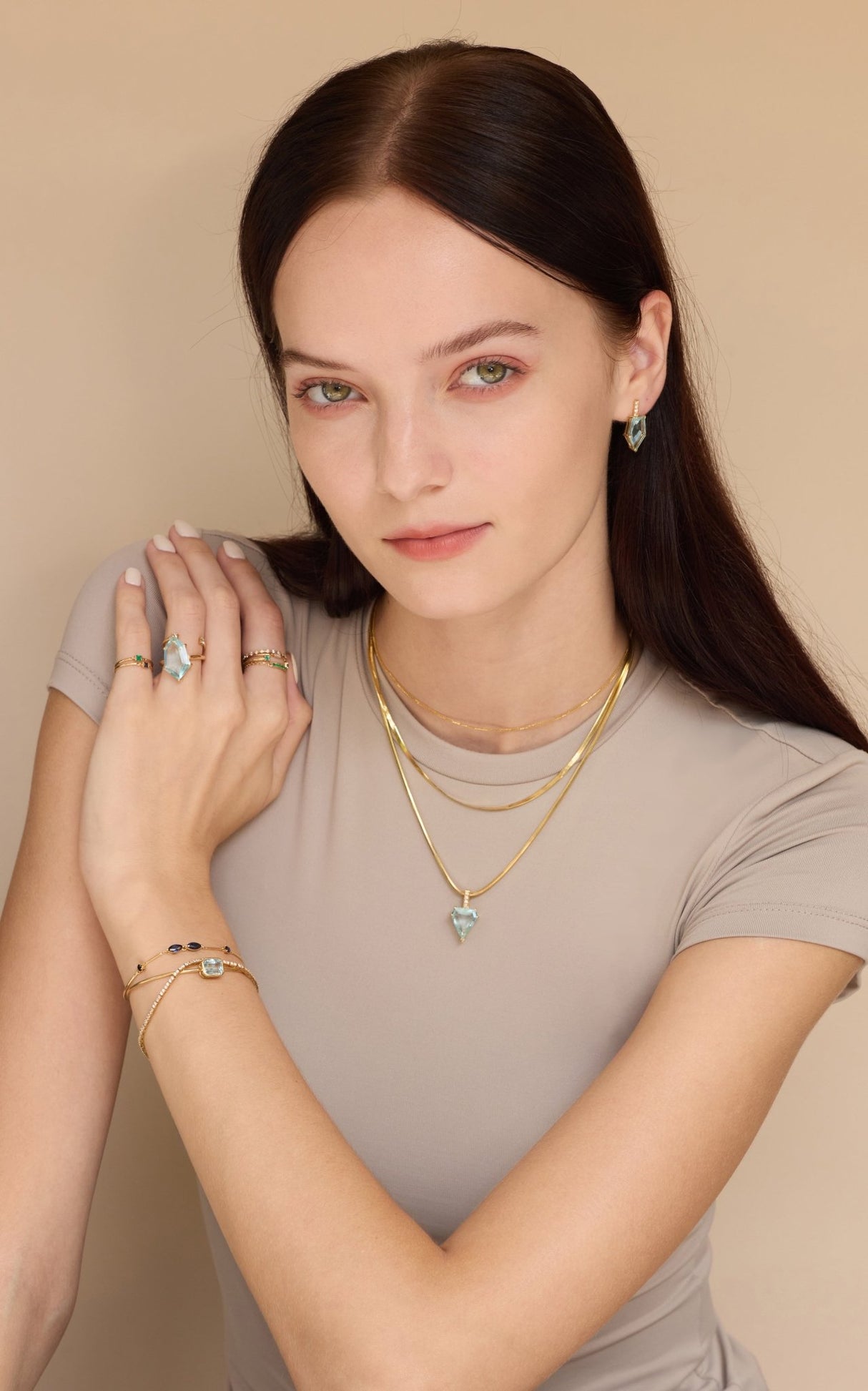 Aquamarine & Diamond Contour Earrings