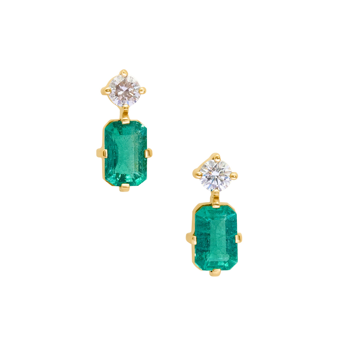Emerald & Diamond Deco Earrings