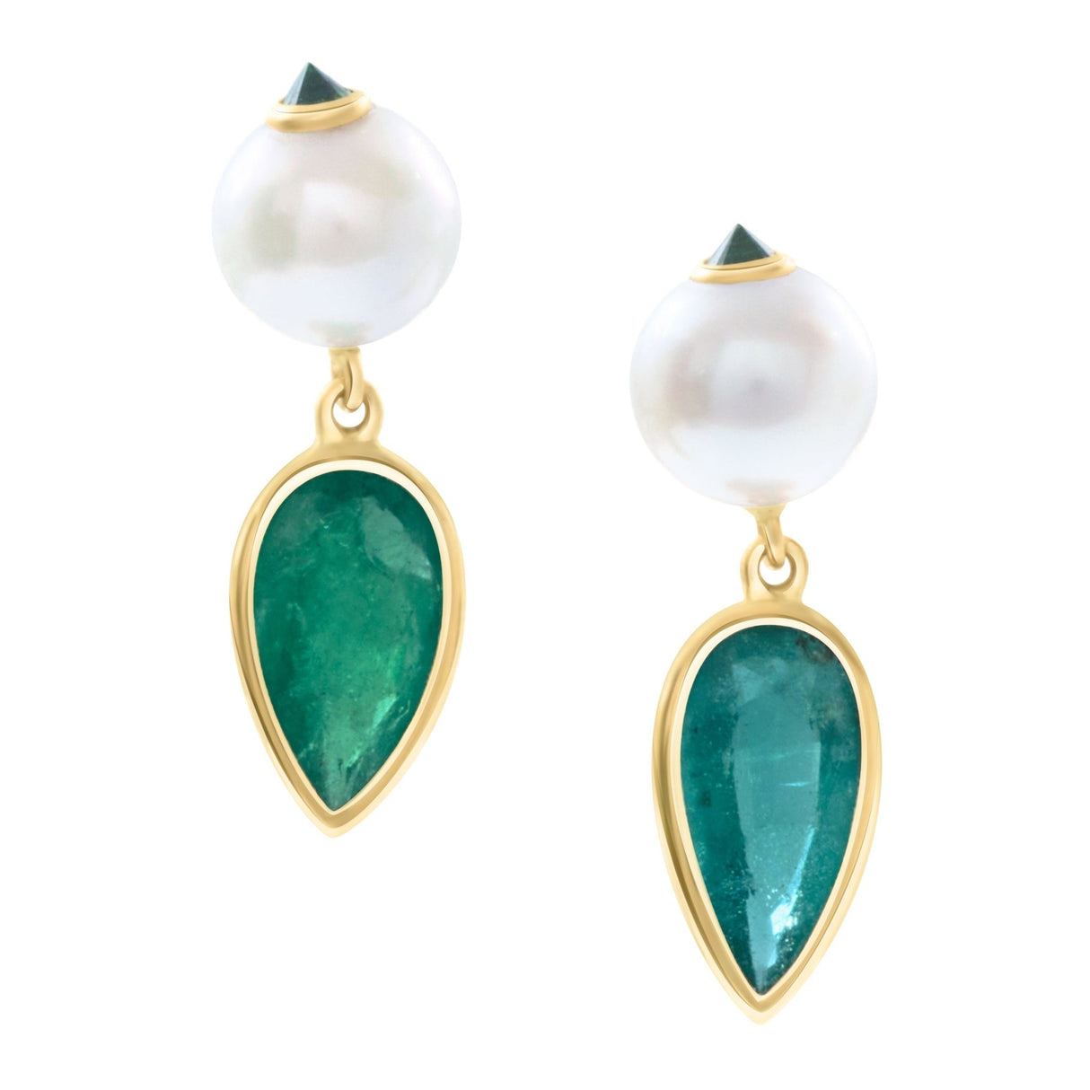 Pearl Emerald & Tsavorite Spike Earrings