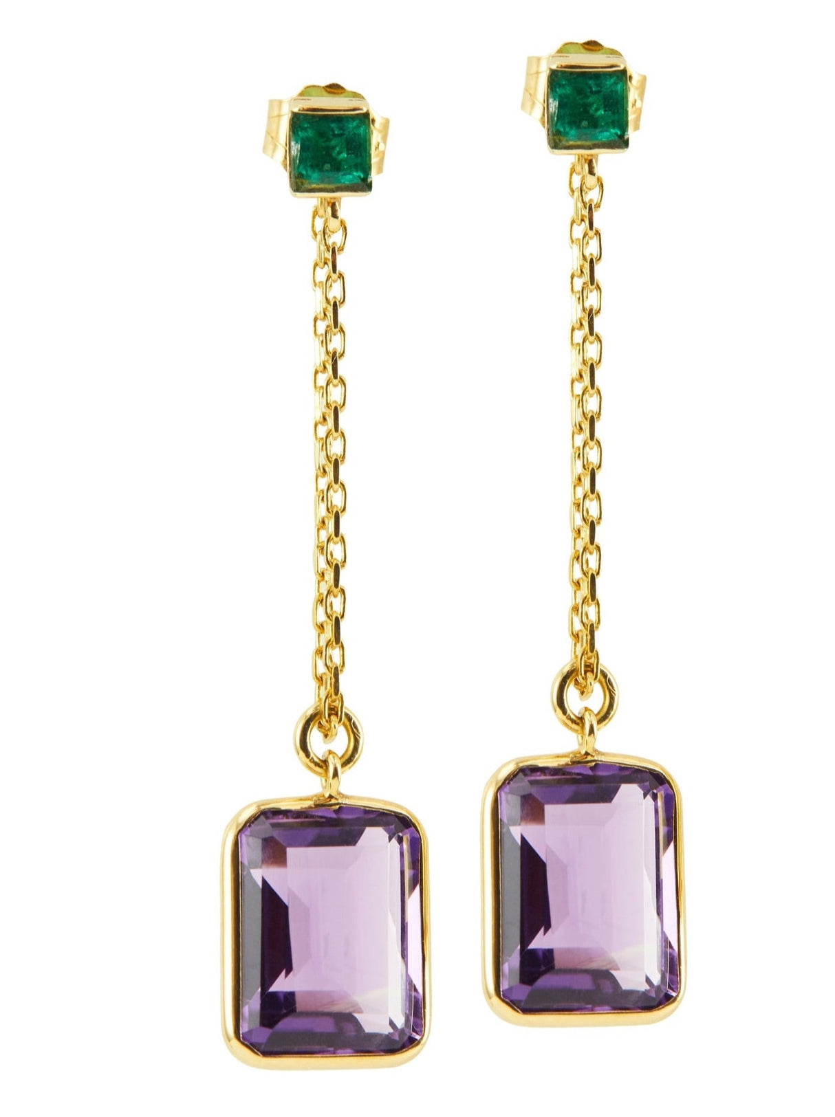 Emerald & Amethyst Earrings