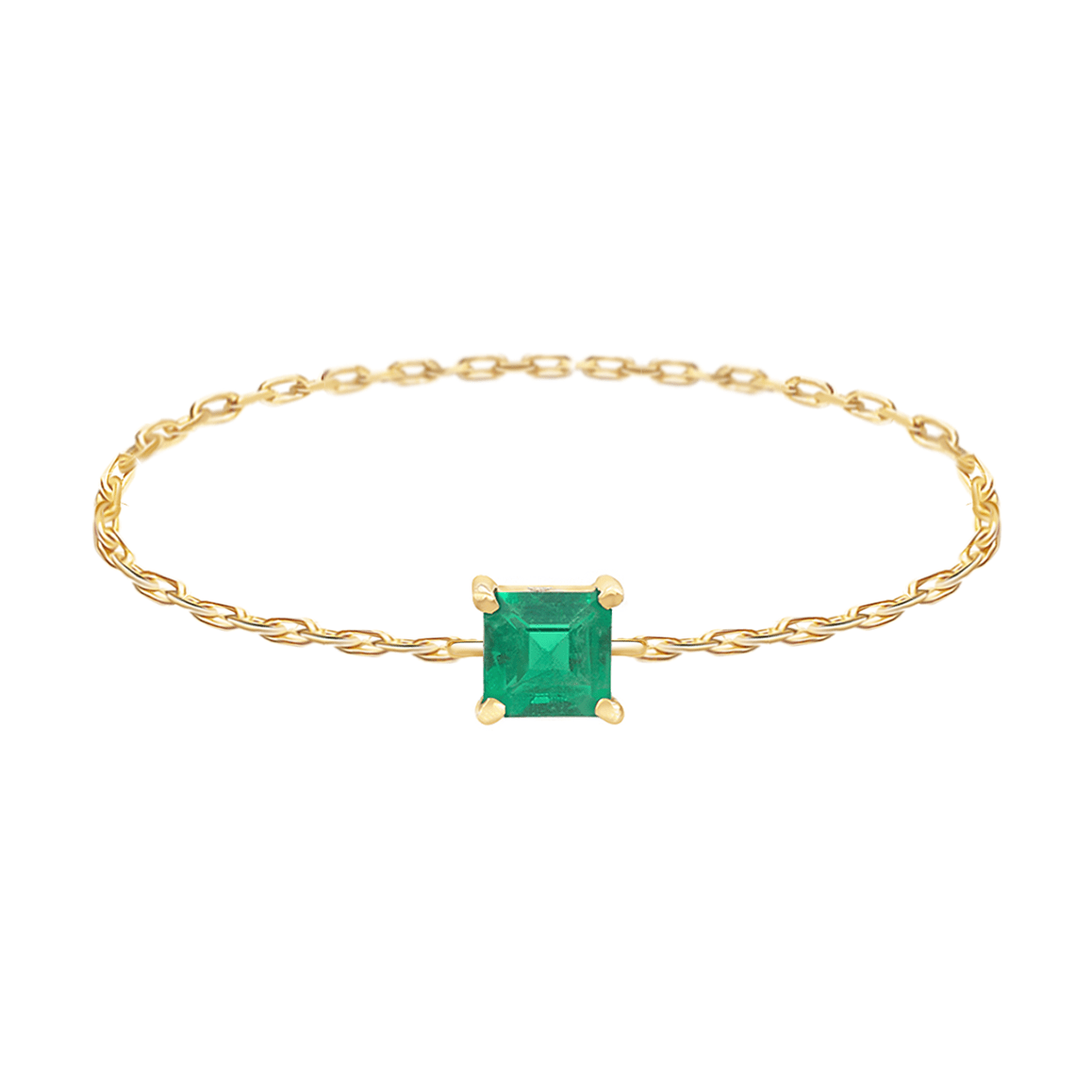 Emerald Chain Ring 14k gold Stackable ring
