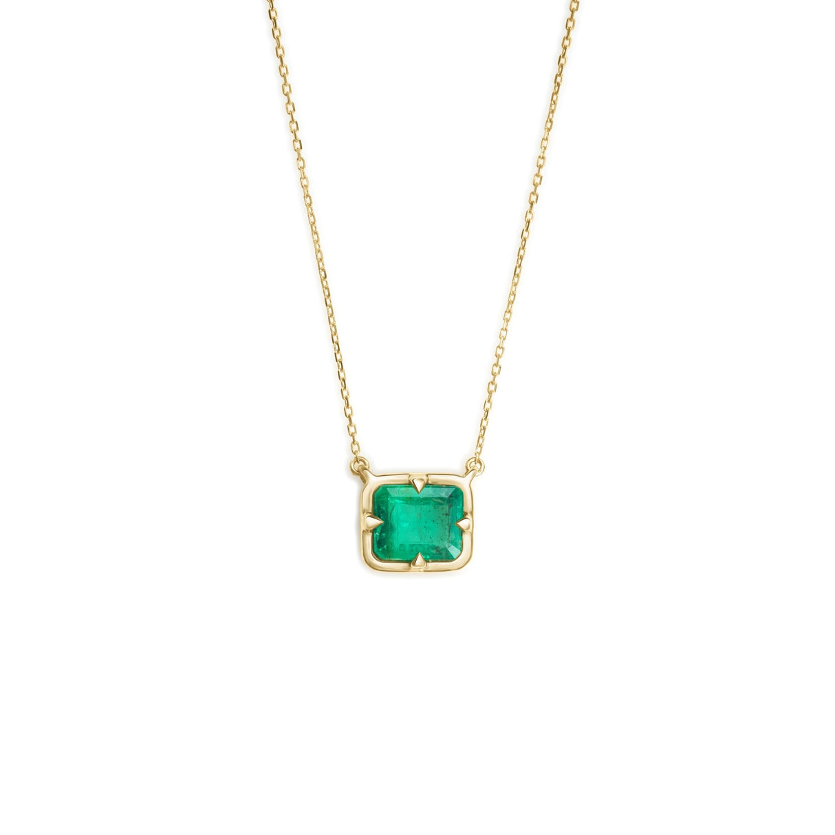Emerald Compass Necklace 18K Gold Handmade Fine Jewelry 1