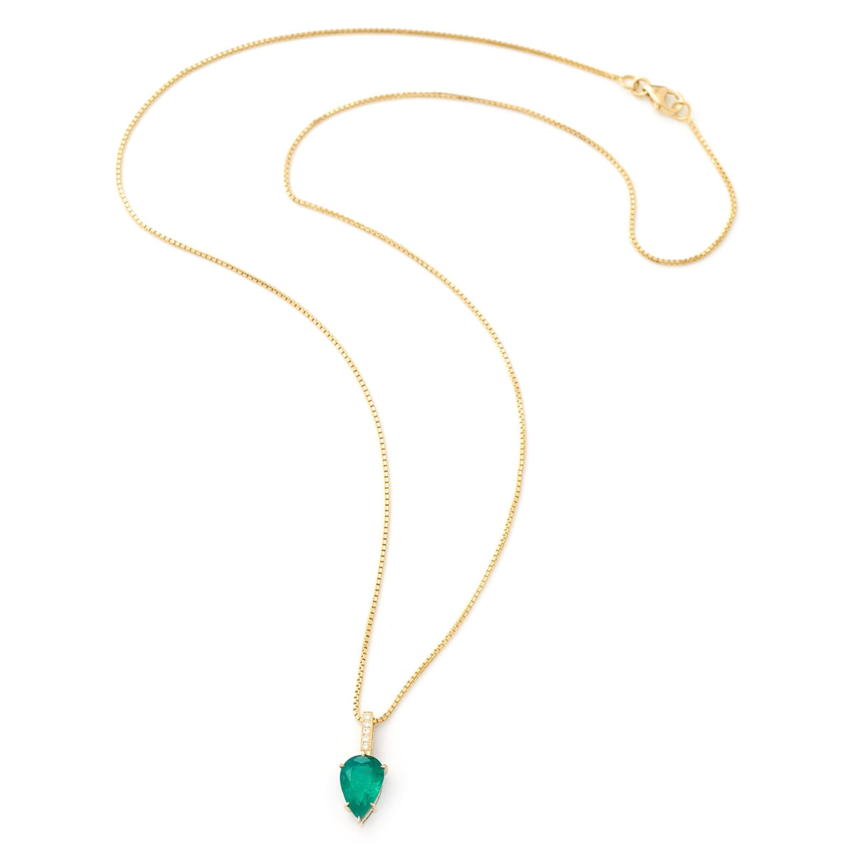 Emerald & Diamond Arrow Necklace 18k handmade fine jewelry 2