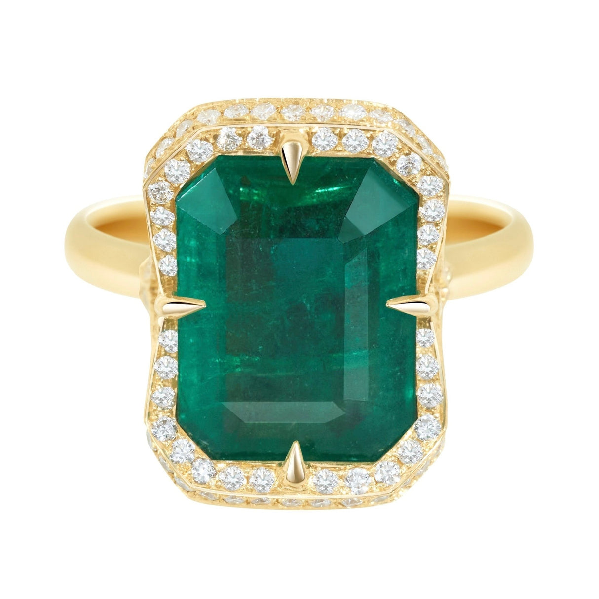 Emerald & Diamond Aurora Supreme Ring 18k gold engagement ring