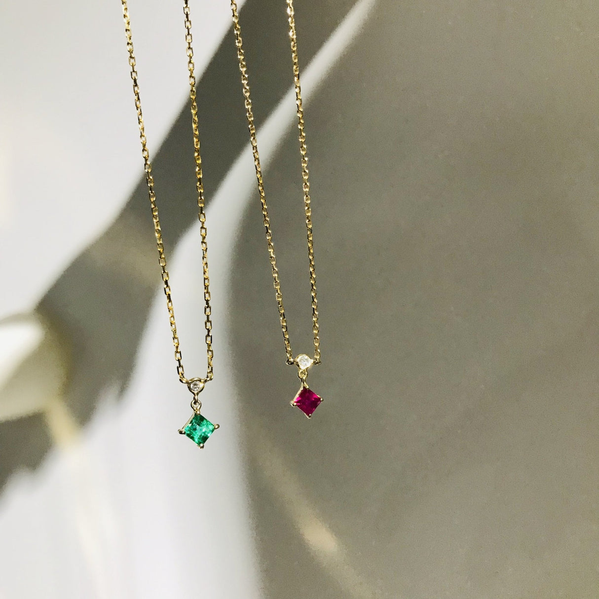 Emerald & Diamond Whispers Necklace 18k handmade fine jewelry 2