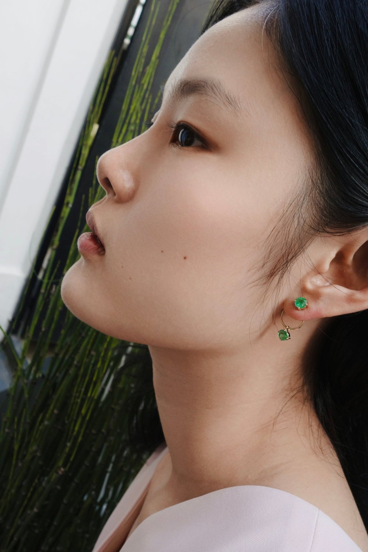 Emerald Double Happiness Earrings
