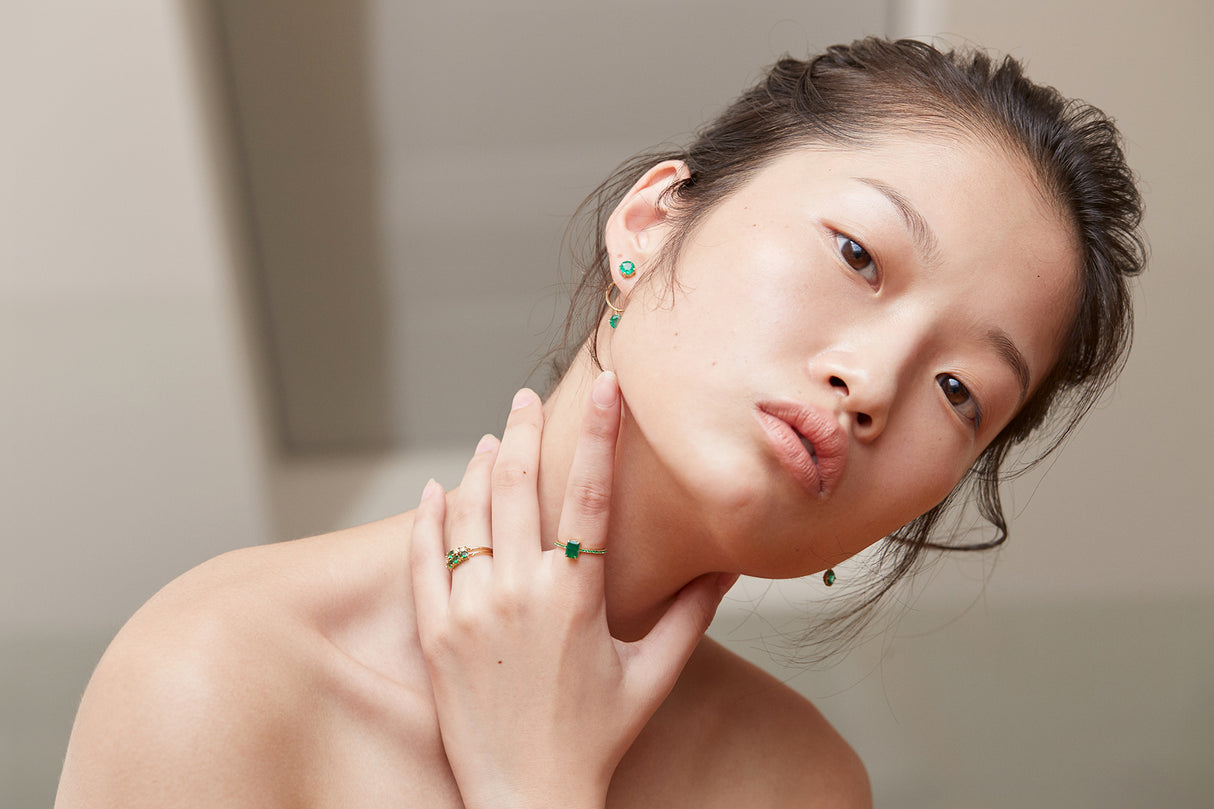 Emerald Double Happiness Earrings