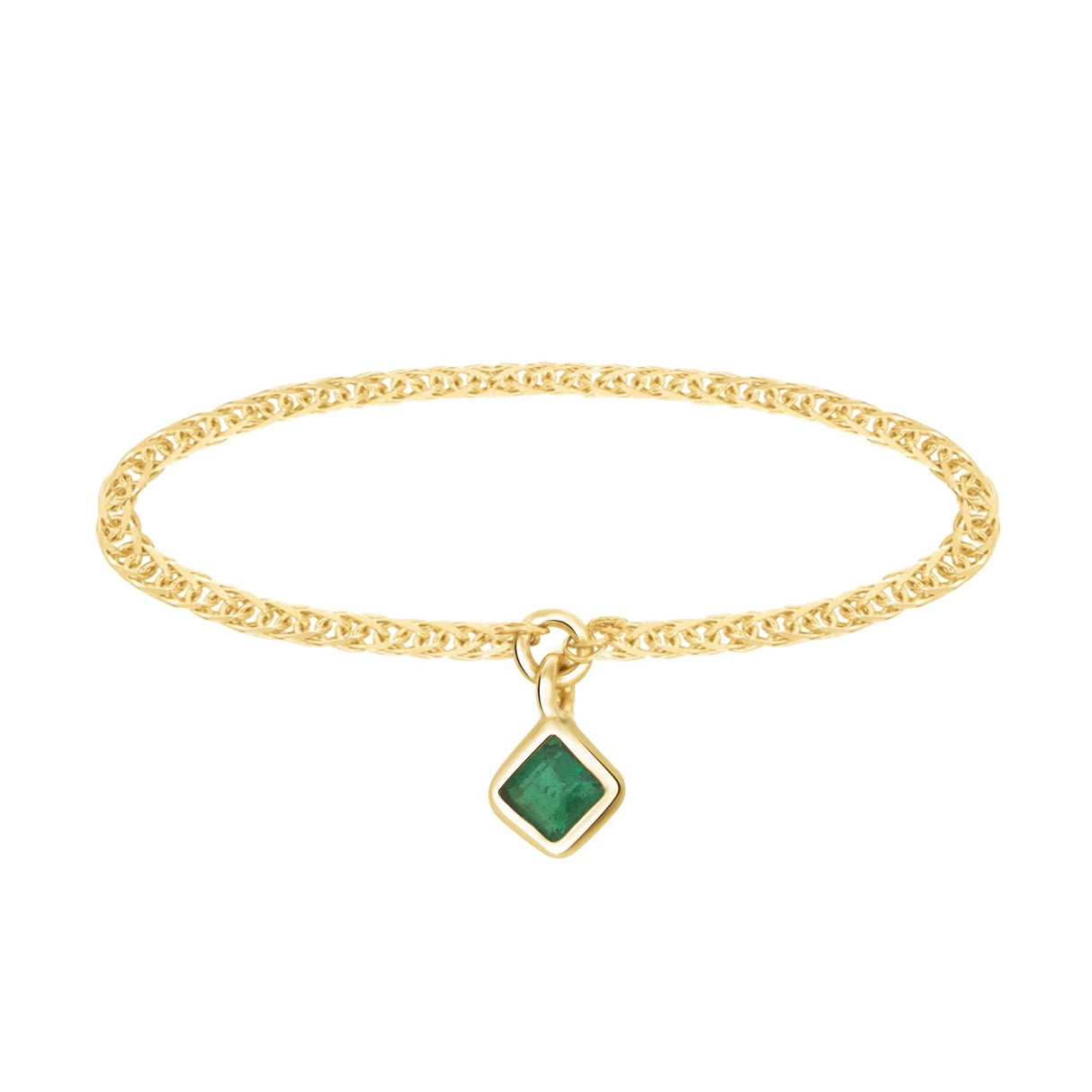 Emerald Drop Chain Rings 18K Stackable ring