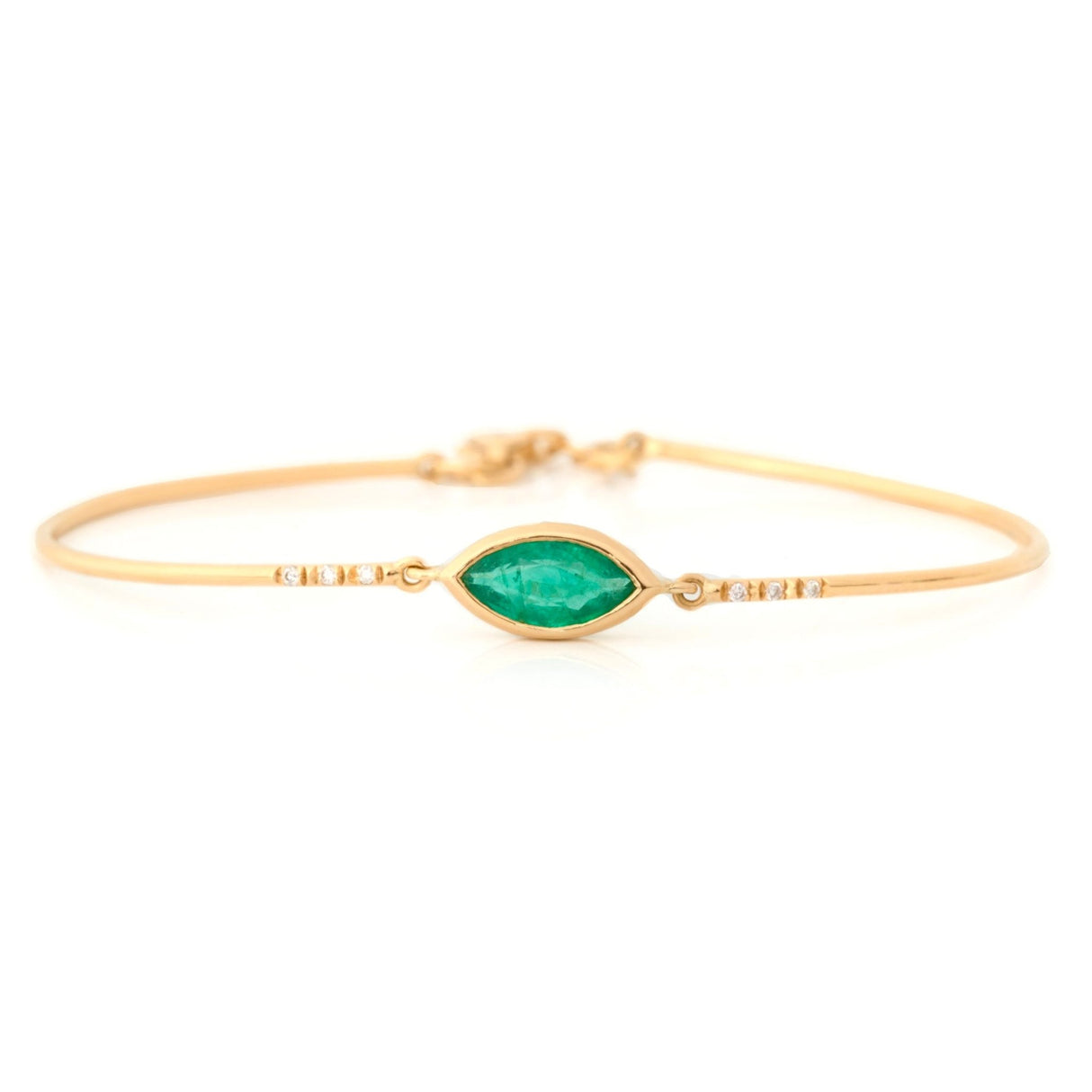 Emerald Marquise & Diamond Bangle 18k gold stackable design