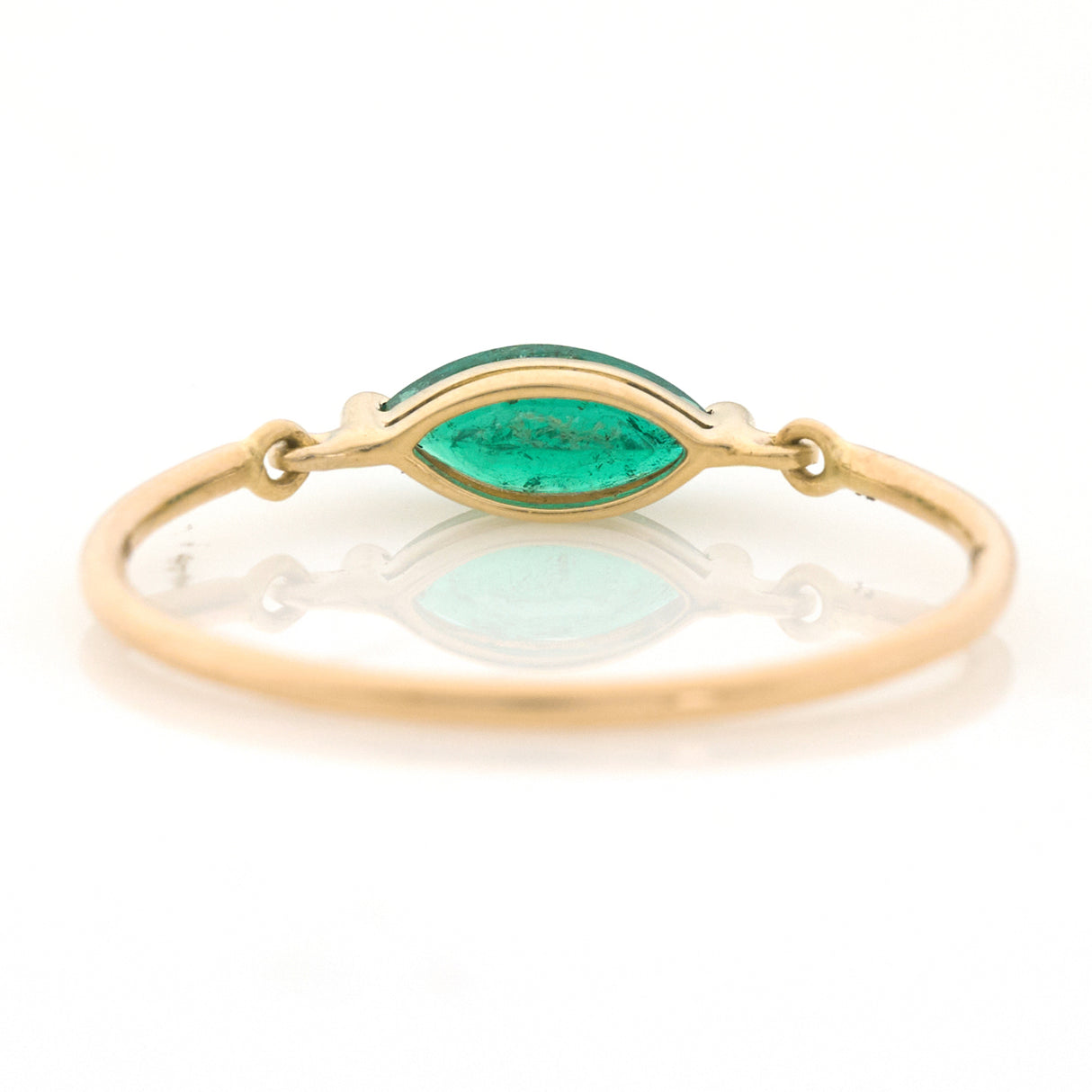Emerald Marquise Petite Circle Ring 18k gold stackable ring back view