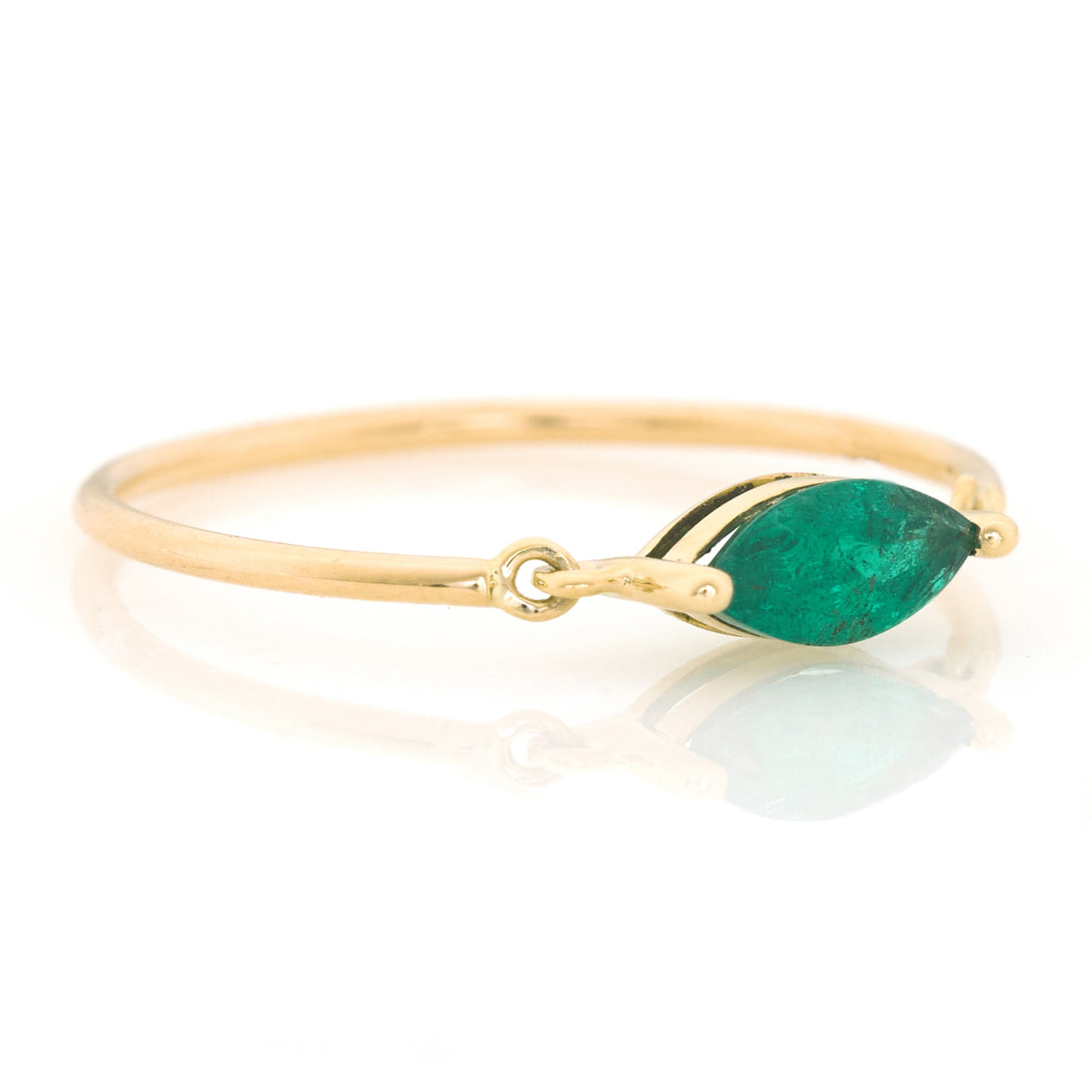 Emerald Marquise Petite Circle Ring 18k gold stackable ring side view