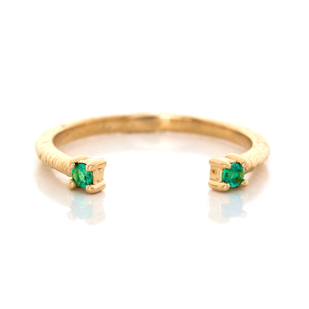 Emerald Open Ring 18k gold Stackable ring