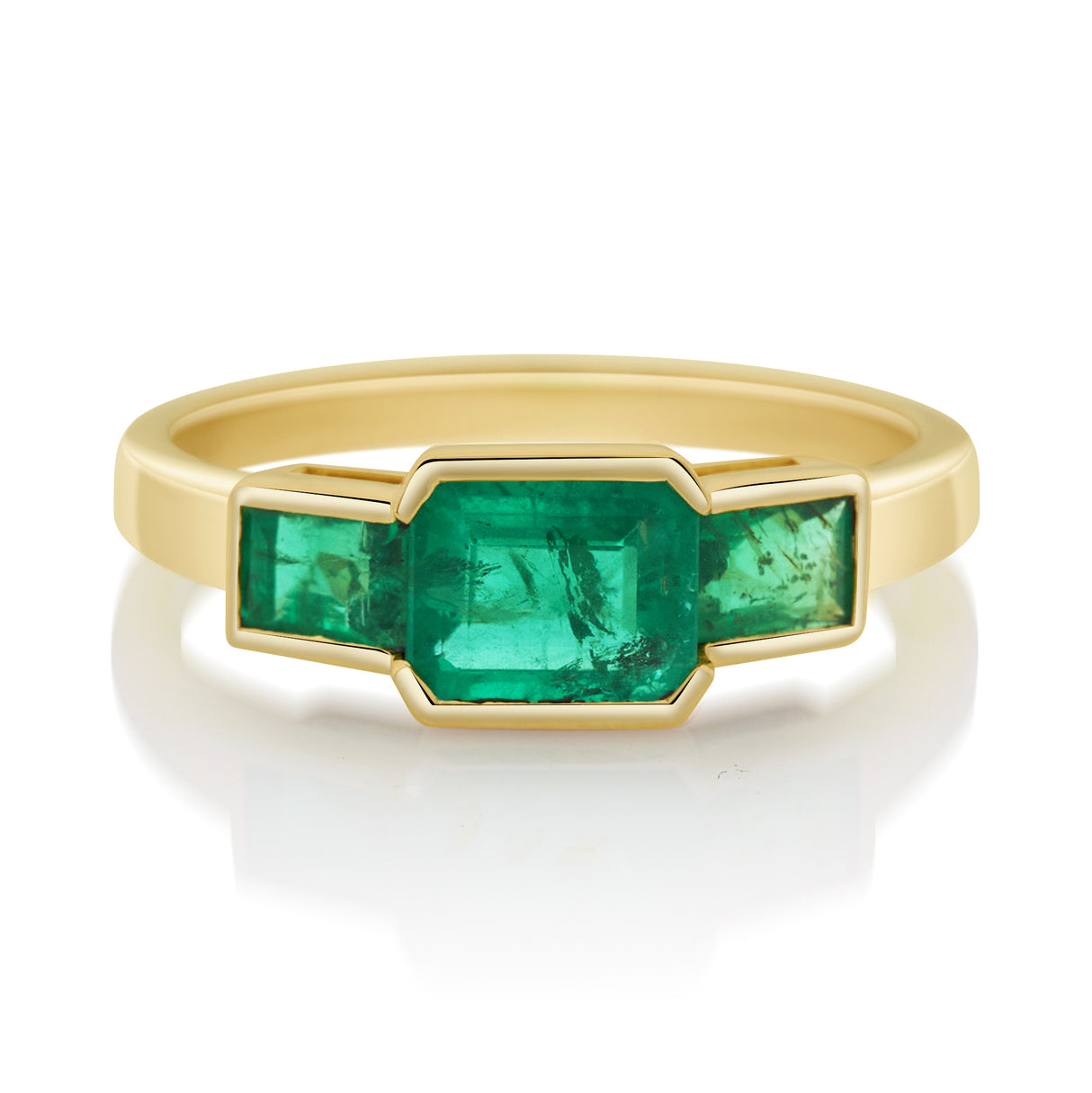 Emerald Tonal Deco Ring 18k gold engagement ring