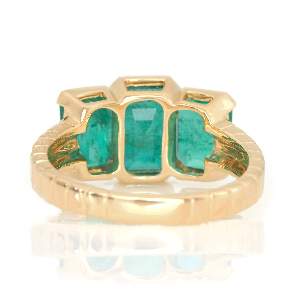 Emerald Tonal Rhythm Ring 18k gold engagement ring back view