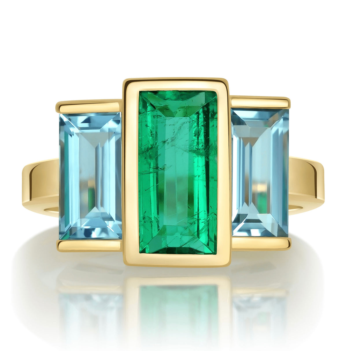 Emerald & Aquamarine Bar Ring